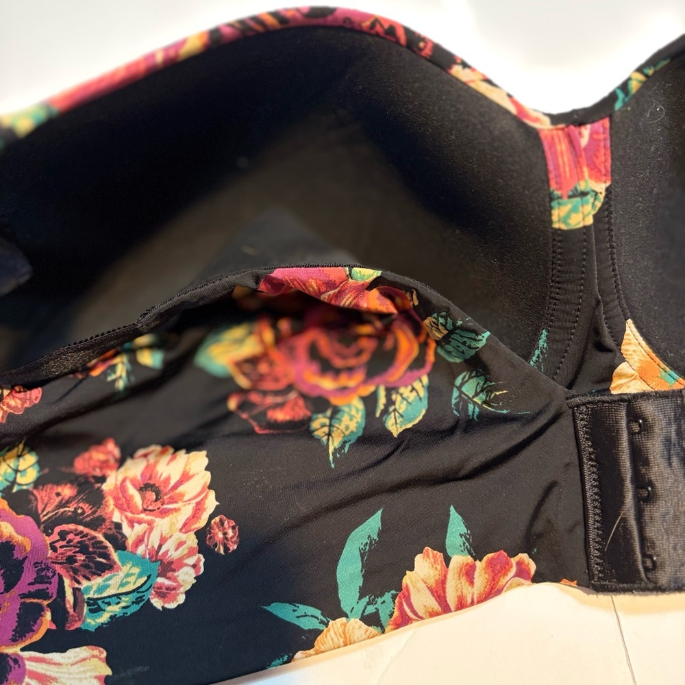 Torrid bra Back Smoothing lightly-lined full coverage bra black floral print 42c - Picture 6 of 8